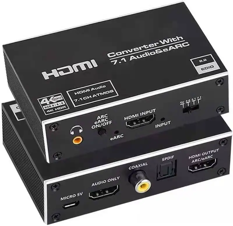 OZV8E 4K@60Hz HDMI 2.0 Audio Extractor eARC/ ARC HDMI2 Converter, Audio Video Synchronization Separation 7.1CH Atmos