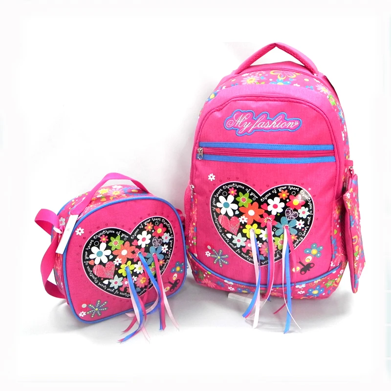 High Quality Fashion Primary Student Backpack 3 in 1 School Bags Set With Lunch Bag Pencil Case For Girls