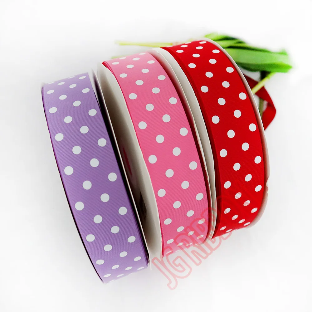 Multi-color and multi-size White Polka Dot Ribbon With 196 Colors In Stock