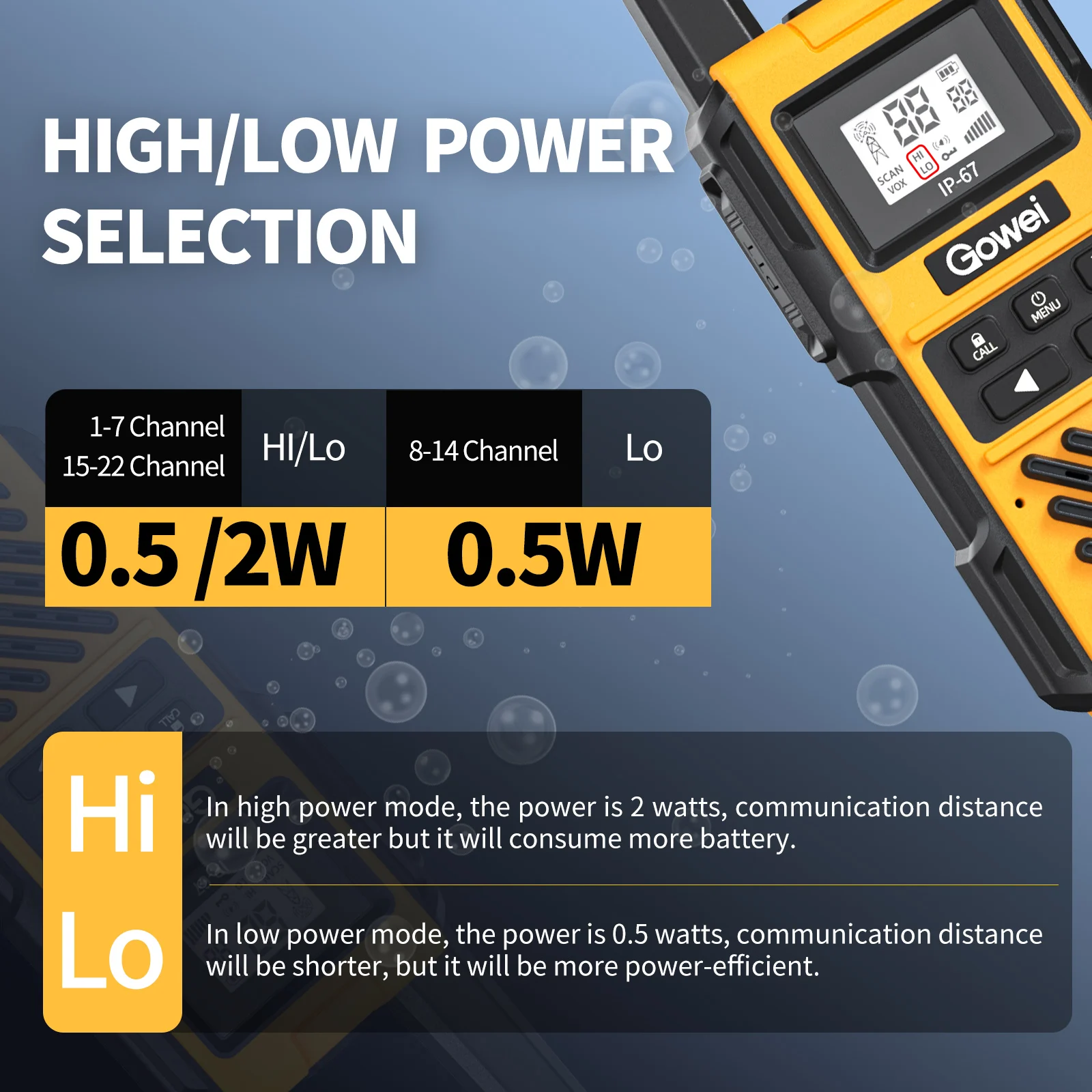 22 Channel IP67 Handheld 2 Way Radio Rechargeable with VOX,Two Way Radios Long Range Walkie Talkies