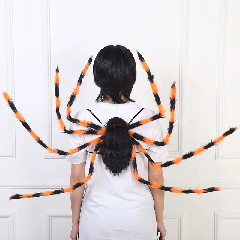 Huge Scary Colorful Black Spider Backpack Candy Bag Storage For Halloween Kids Adults Toy Funny Costume Props Novelty Gadgets
