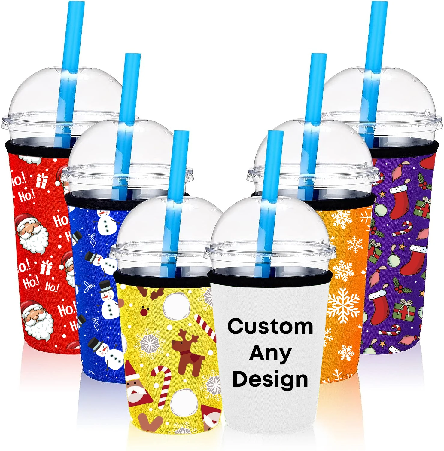 Logo Print Insulated Hot Iced Coffee Sleeve Holder Reusable Custom Neoprene Coffee Cup Sleeve