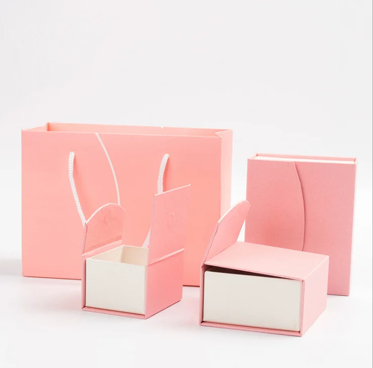 Custom Logo Printed Gift bracelet necklace jewel Packaging book style jewelry set Boxes pink flip top magnetic Jewelry