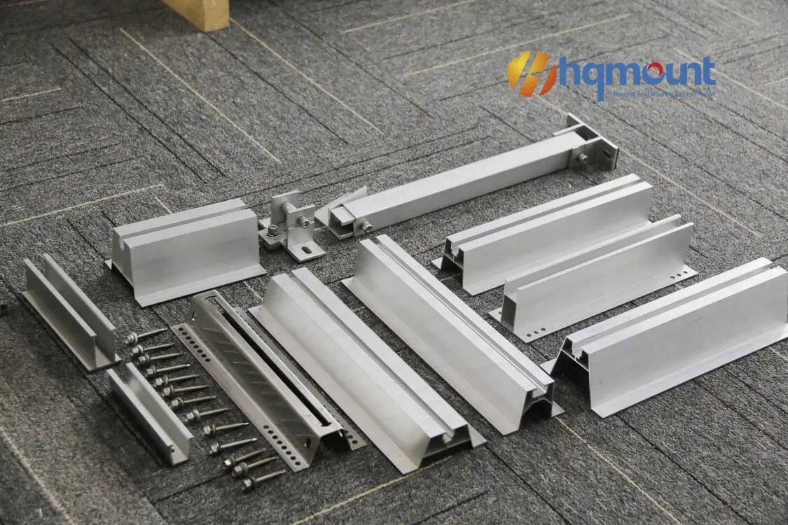 HQ MOUNT U50 Mini Rail PV Solar Panel Mounting System Aluminum Short Rail for Commercial Metal Sheet Rooftop