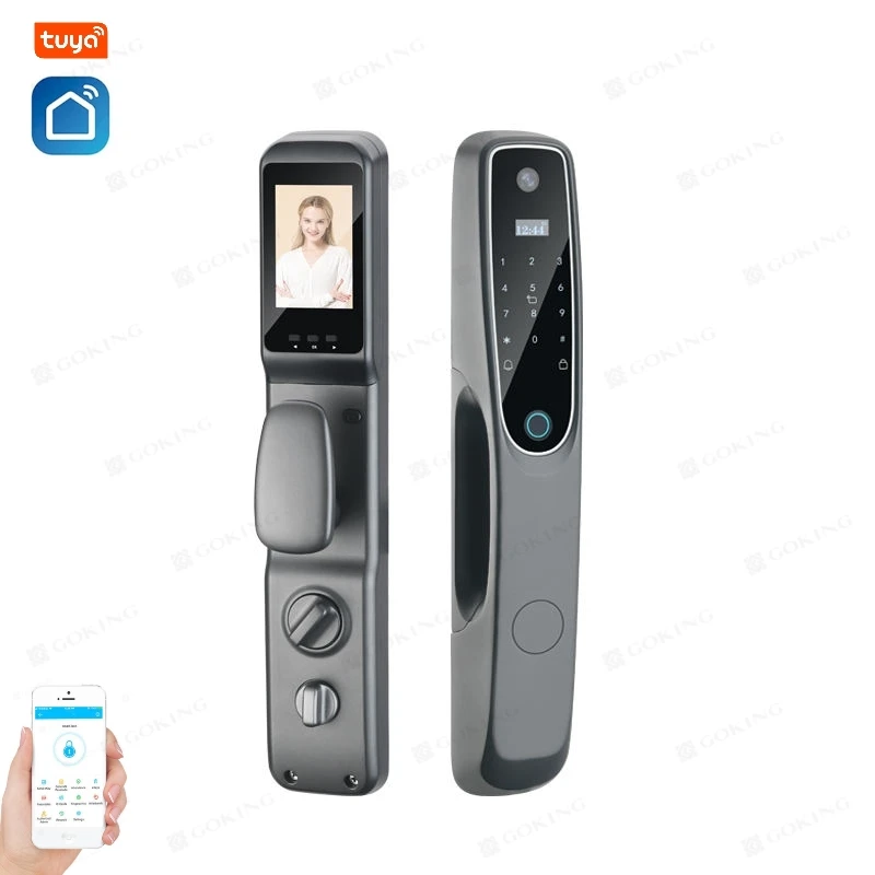 Goking card finger print access smart remote control tuya app wifi biometric door lock digital with camera