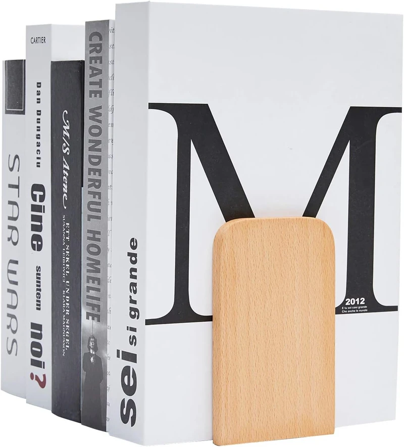 High Quality Material Books CDs Stand Nature Coating Book Stand Simple Design Heavy Duty Non-Skid Bookend for Shelves
