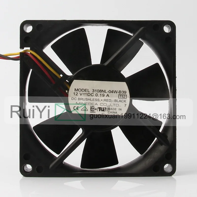 MNB 24V 48V DC12V 0.19A EC AC 80X80X20MM 8CM 8020 3-wire Double Ball Bearing Chassis 3108nl-04w-b39 Heat Dissipation Cooling Fan