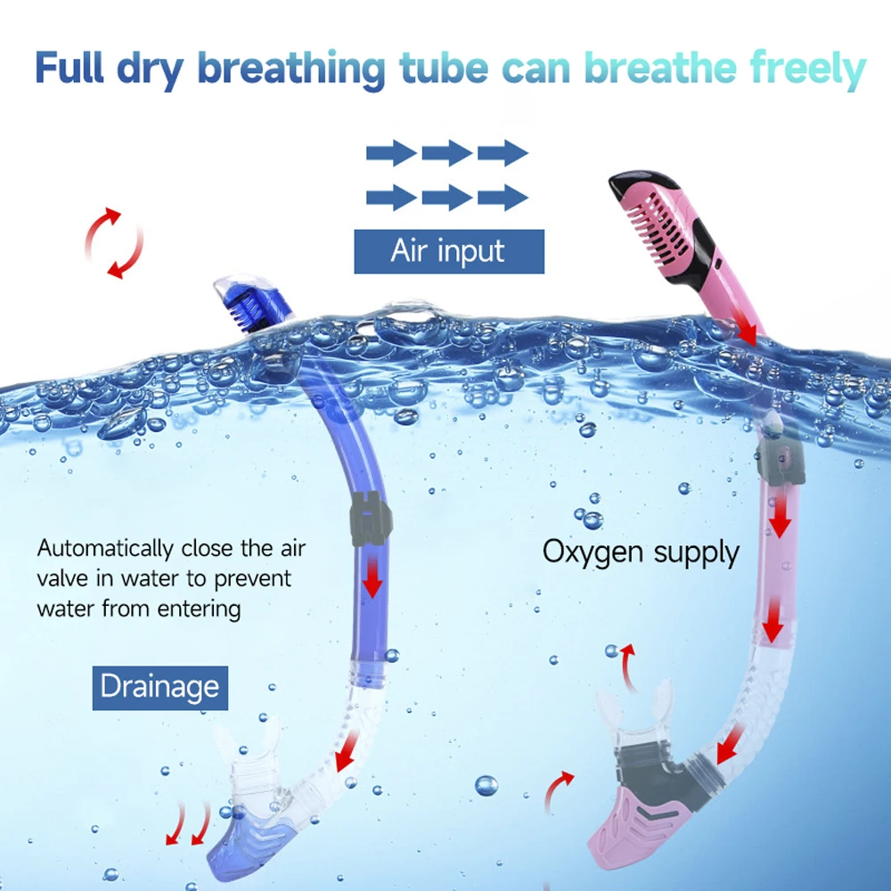 Diving Snorkel Scuba Diving Equipment Silicone Full Dry Swimming Underwater Breathing Tube Hose Snorkeling Gear Diving Accessory