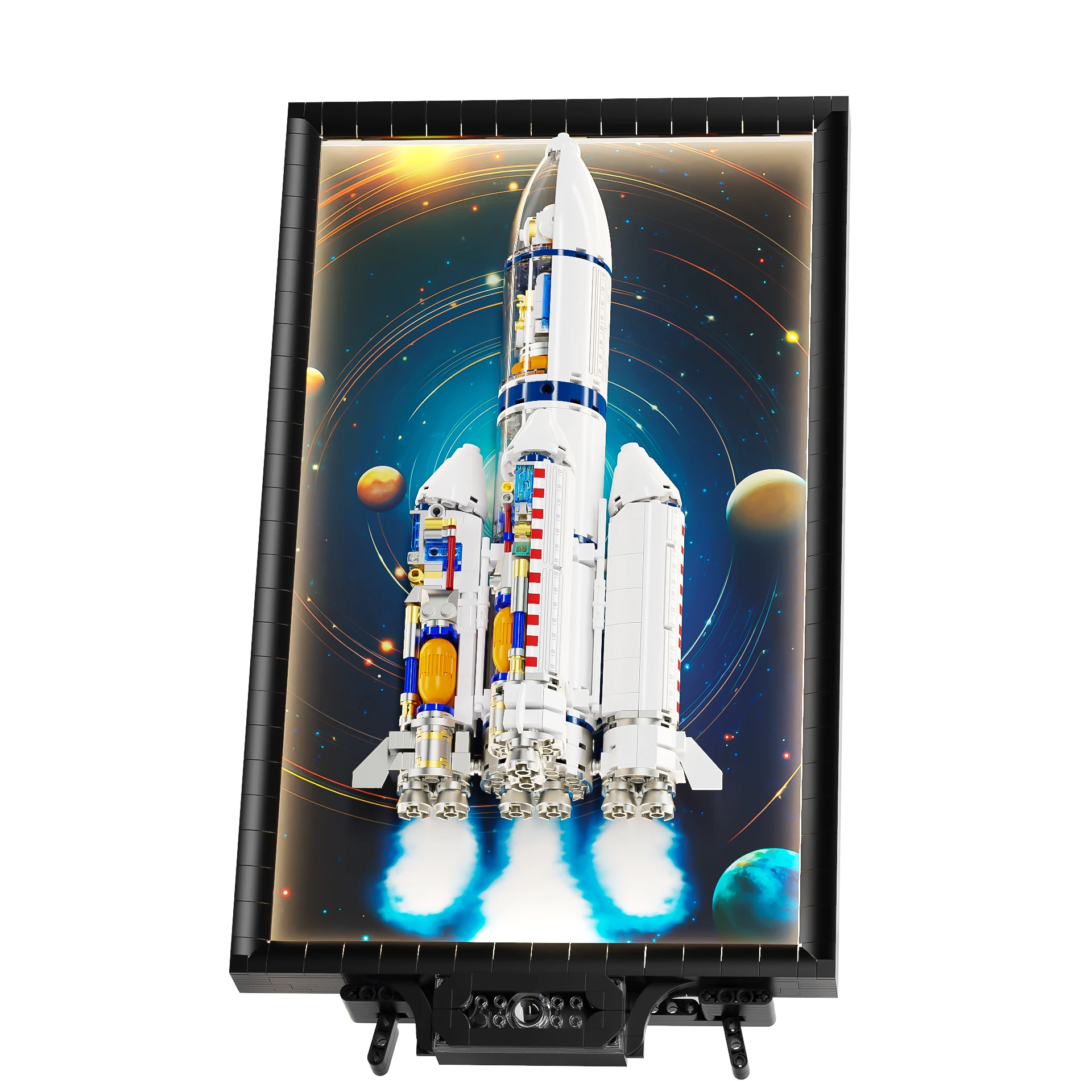 MJI 23020 фоторамка с изображением ракеты со светом 1155 шт. головоломка сборный Набор строительных блоков креативные детские игрушки из кирпича