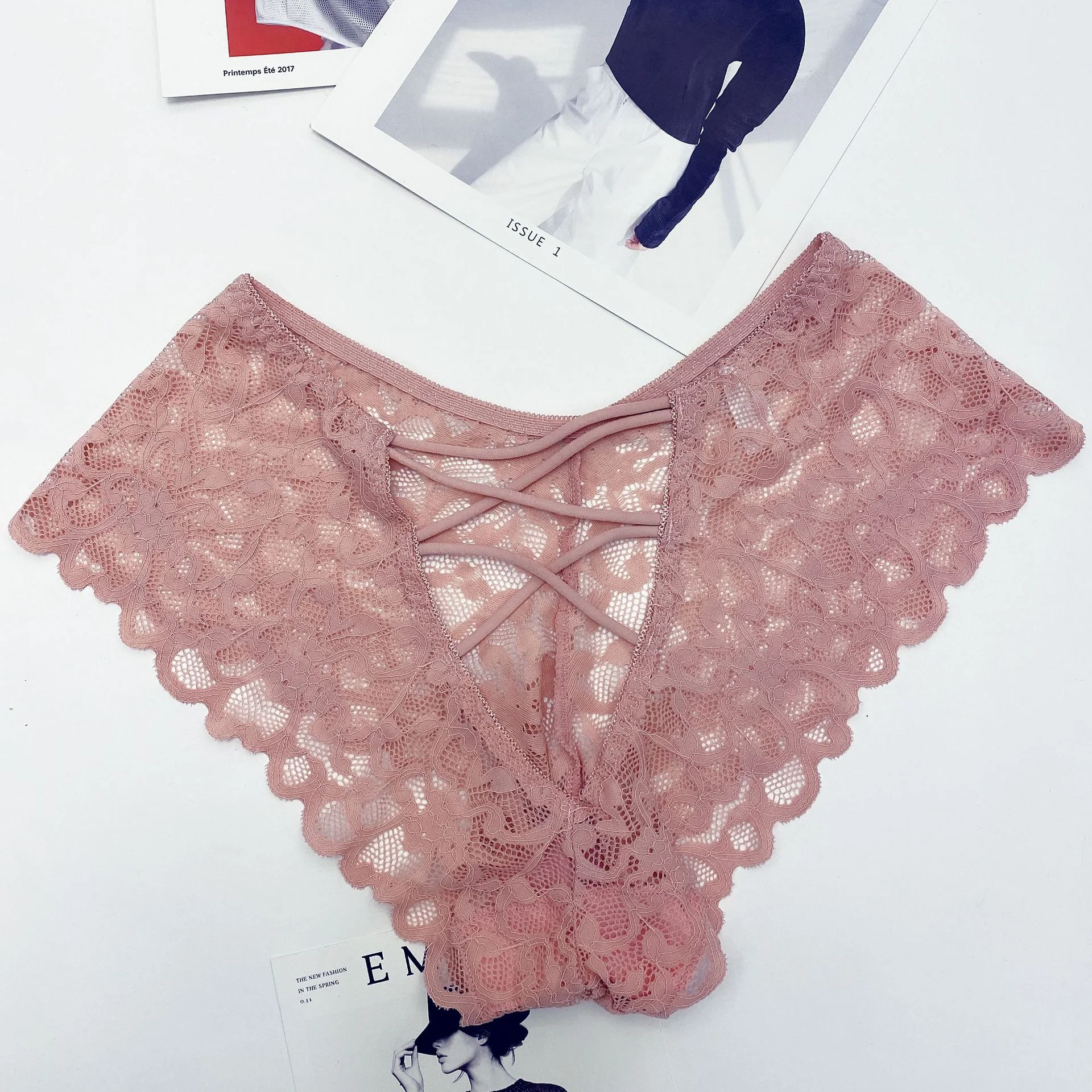 tangas sexis para mujer Womens Elastic Lingerie Panties Ladies Transparent Underwear Thong Sexy Lace Thongs