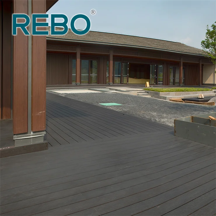 Outdoor fire resistant strand woven bamboo flooring decking board