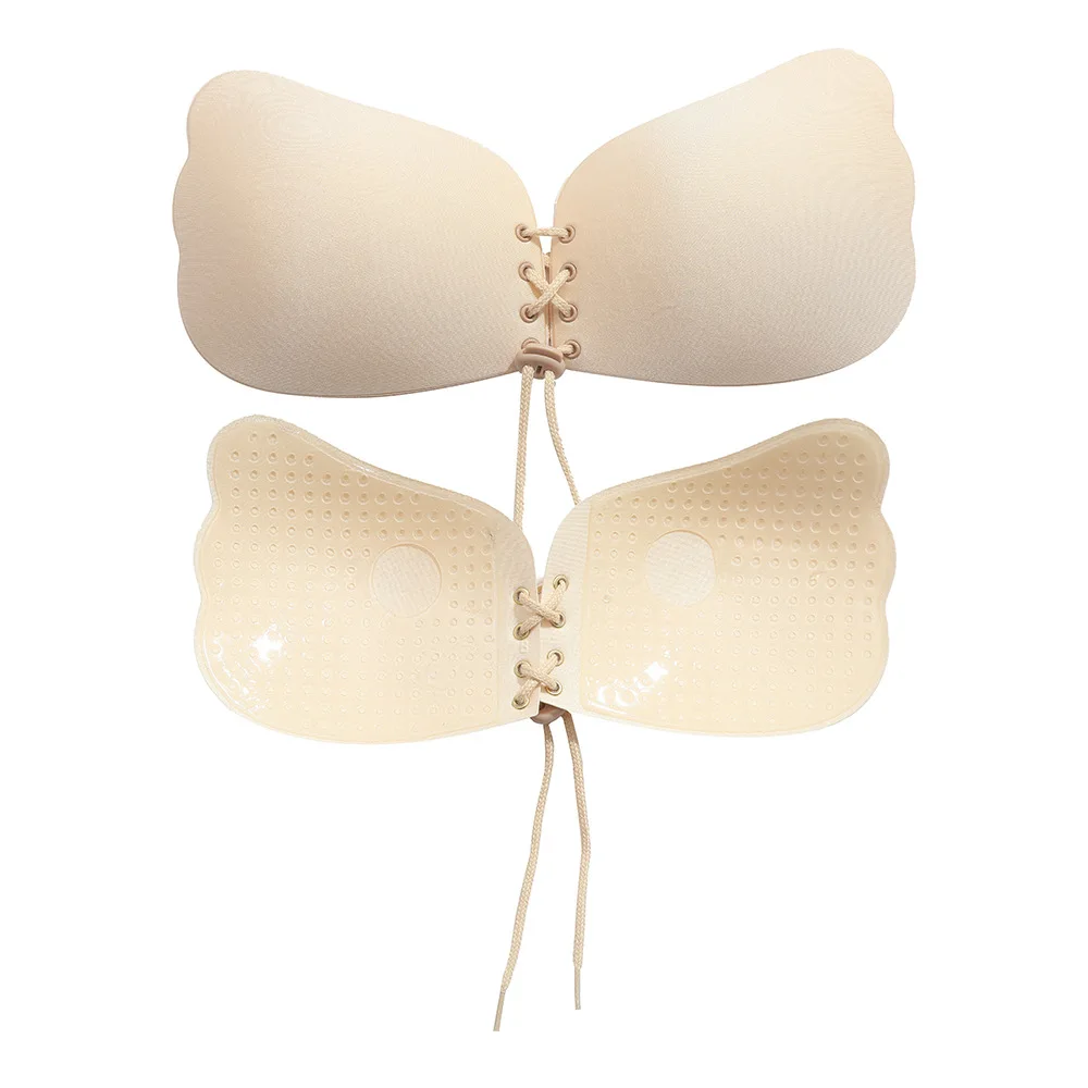 Lala Goddess Chest Patch Wedding Dress Push-Up Thickened Non-Slip Rope-Free Silicone Bra Underwear for Women