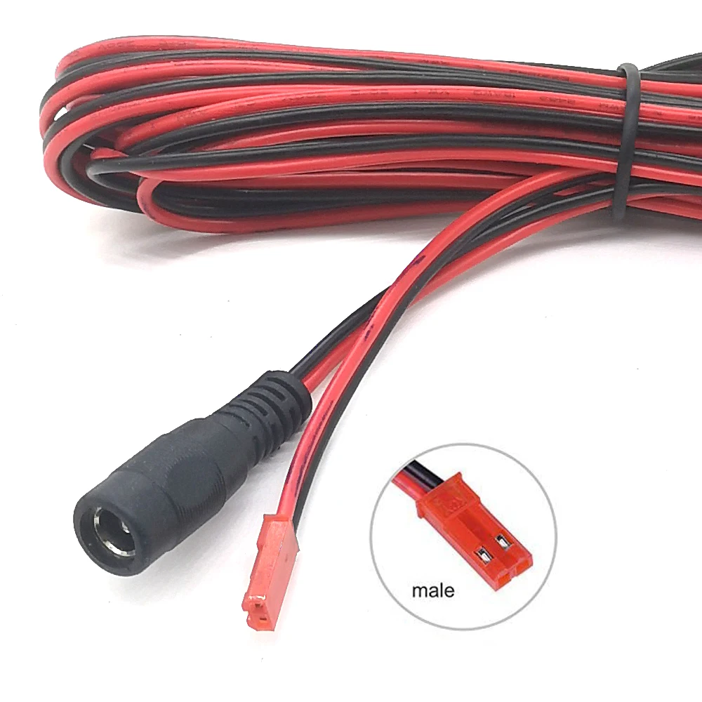 5 м 16.4ft 2468 Красный Черный 2 Pin 2c 18 AWG JST мужской переменного тока в постоянный женскому удлинитель провод жгут