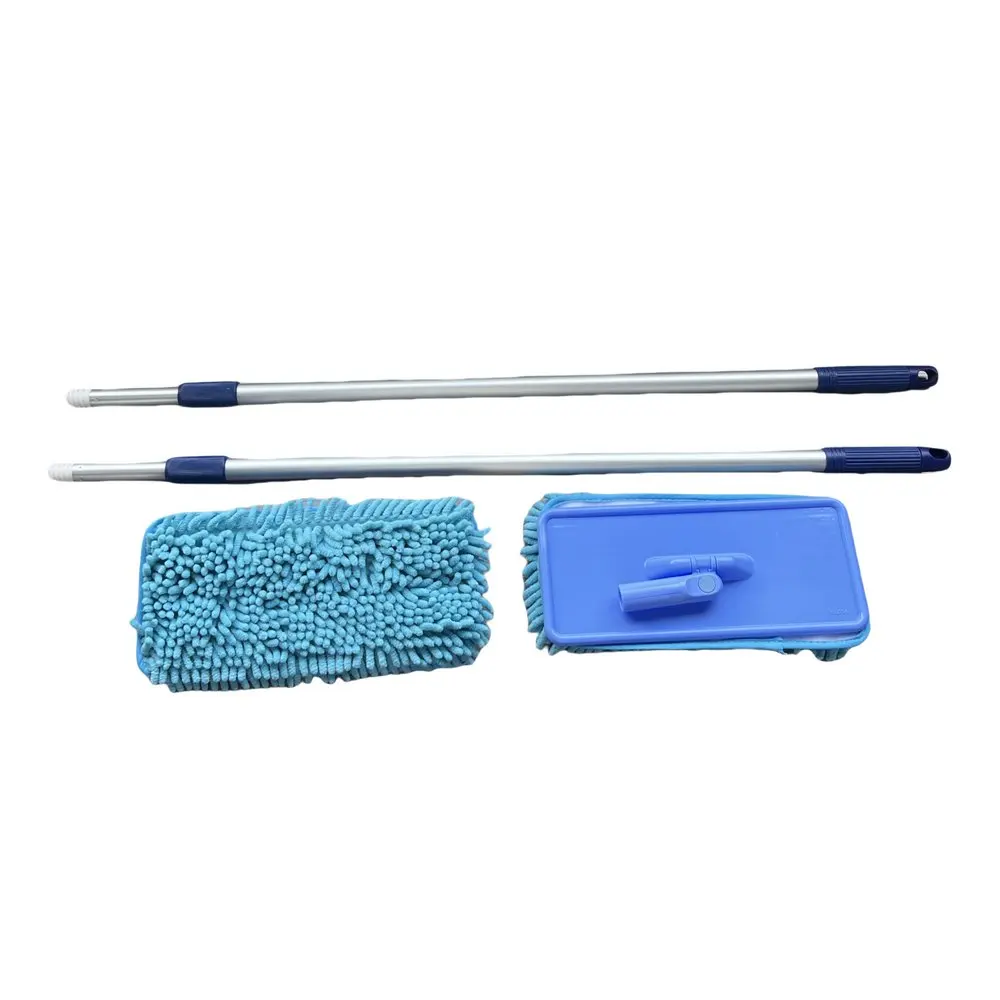 Extendable Long Handle with Aluminum Plat Wet Mopping and Dry Dusting Chenille Pad Floor Deep Cleaning Mop