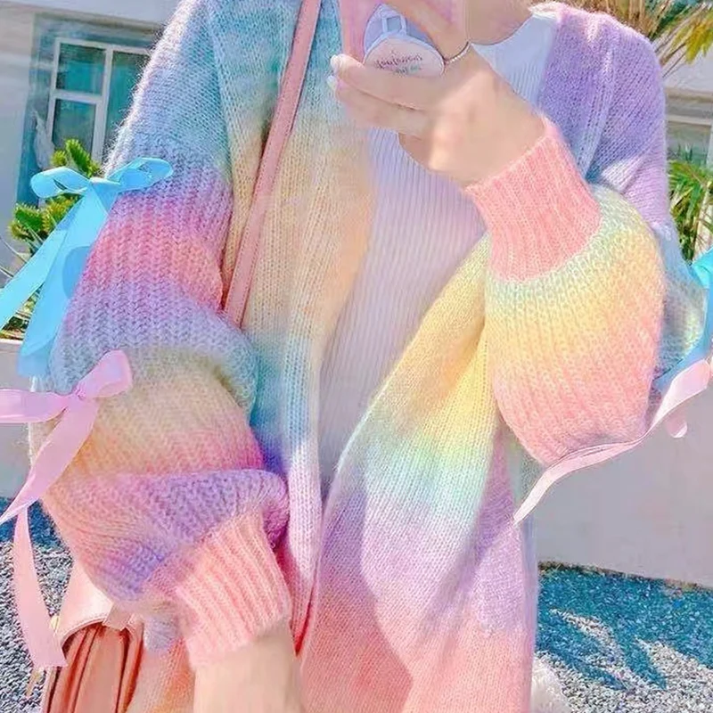 Gradient Color Wool Yarn Fluffy Long Hair Effect Hand Knitting Scarf Sweater Acrylic Polyester Nylon Blended Yarn Cake