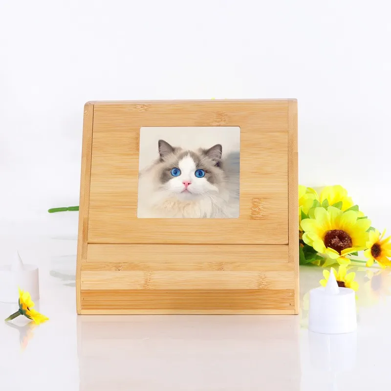Wooden  urn small cat dog picture frame memorial coffin funeral supplies