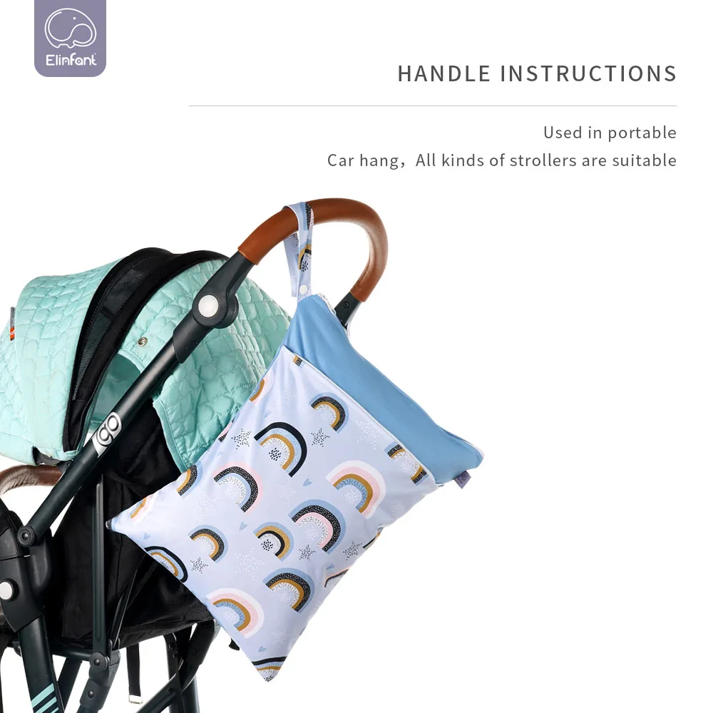 Elinfant custom size OEM PUL waterproof nappy wet bag pocket mommy bag washable reusable cloth diaper bag for baby