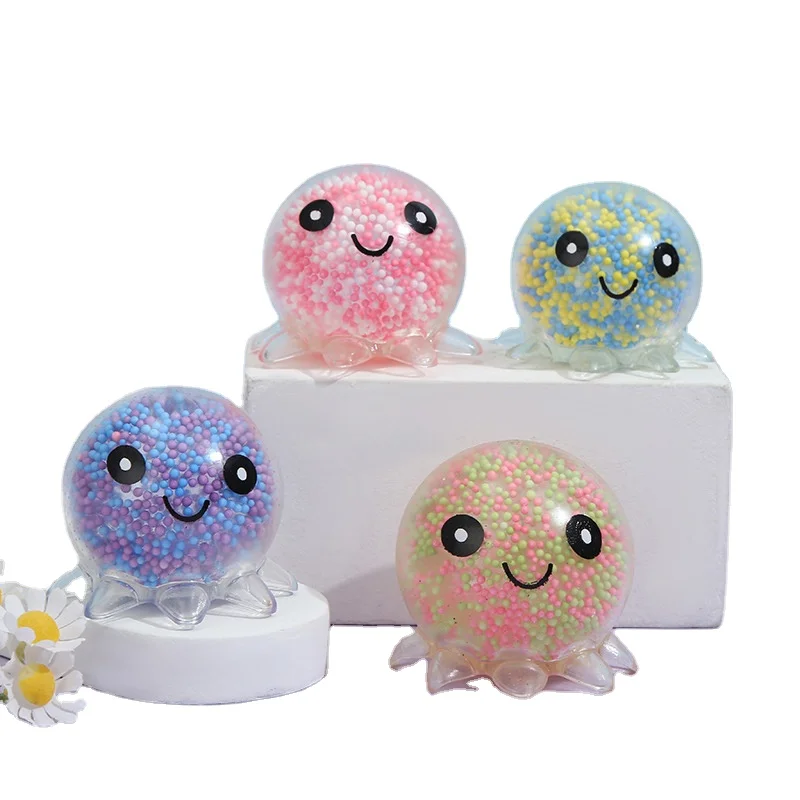 New Trending Octopus Ball Stress Squeeze Ball Squishy Stress Relief Fidget Squeeze Balls Toys Filled With Water Beads For Kids