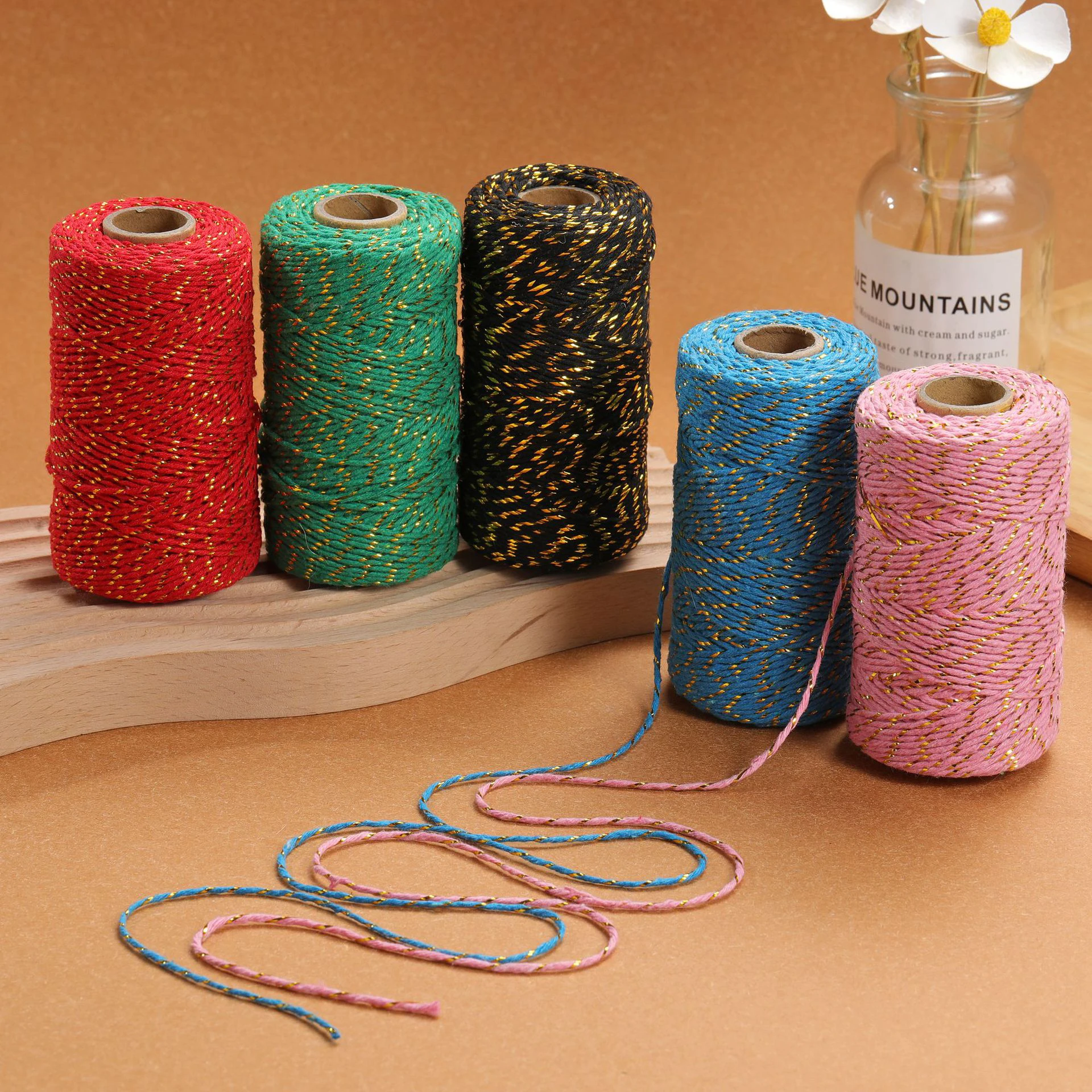 Charmkey MACRAME CORD 2MM NATURAL COTTON ROPE TWISTED for Macrame