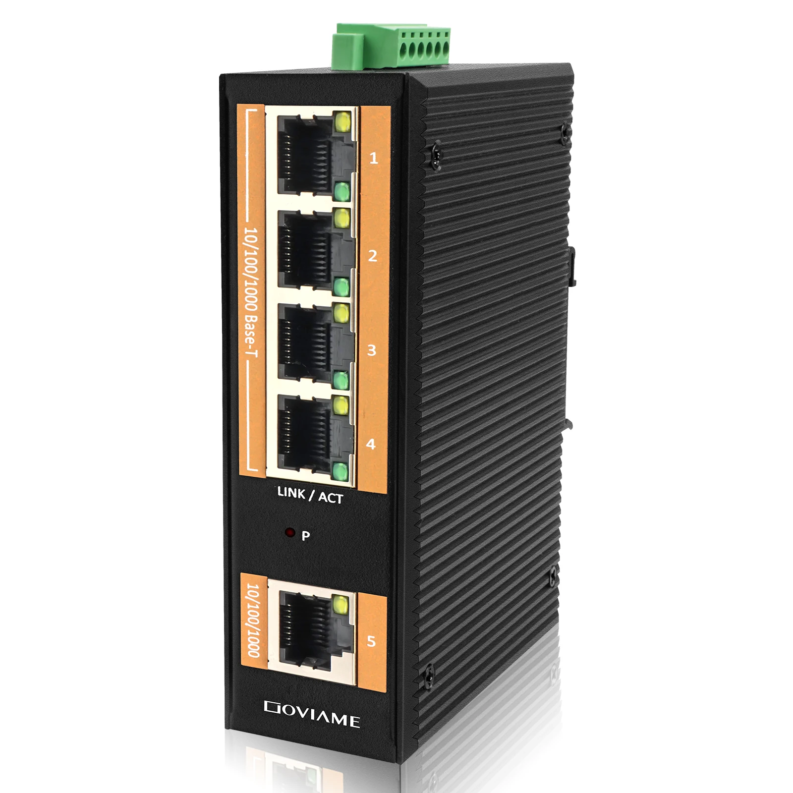 GOVIAME 5 Port Gigabit Unmanaged Industrial Ethernet Network Switch,5 x 10/100/1000 Mbps Gigabit Ethernet Ports