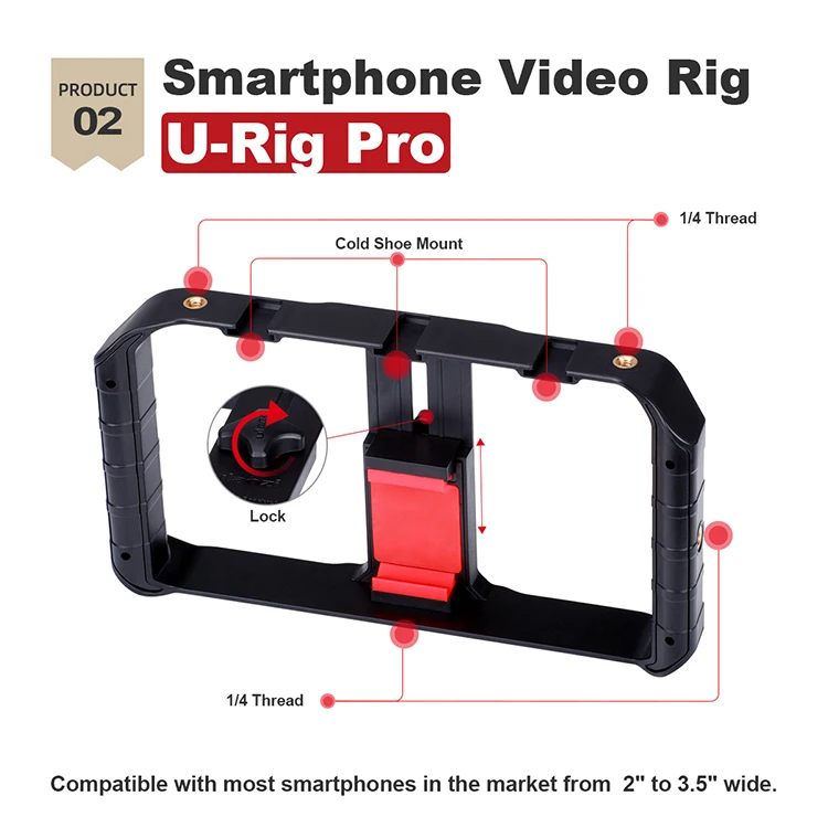 Ulanzi Smartphone Vlog Kit Accessories, Smartphone Video Rig+Mini Led Light+Sairen Microphone VM-Q1