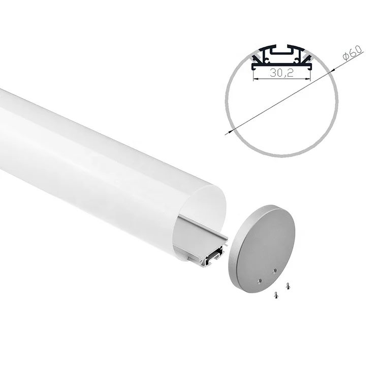 Round 60mm aluminum led profile extrusion channel for led strip lights