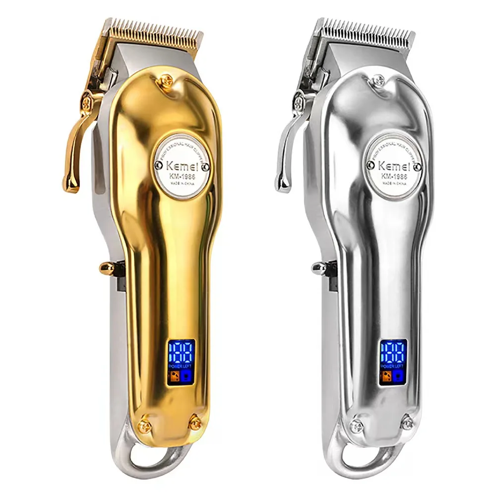 Rechargeable Adjustable Carbon Steel Head Hair Clipper Digital Display Retro Metal Body Electric Shaver