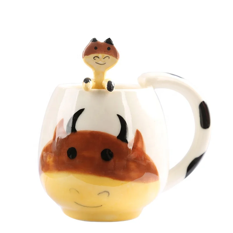 Cartoon 3D Animal Ceramic Coffee Mug Household Hand Painting Milk Tea Kids Water Ceramic Cup