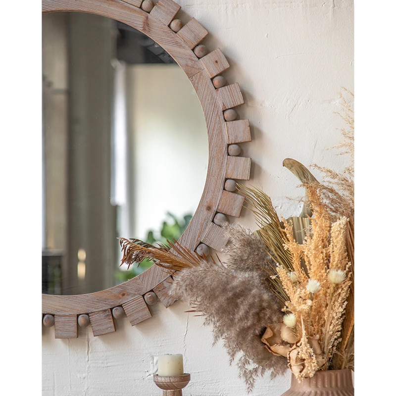 antique wood frame mirror nordic retro simple decorative mirror bedroom dressing wall mirrors home decor