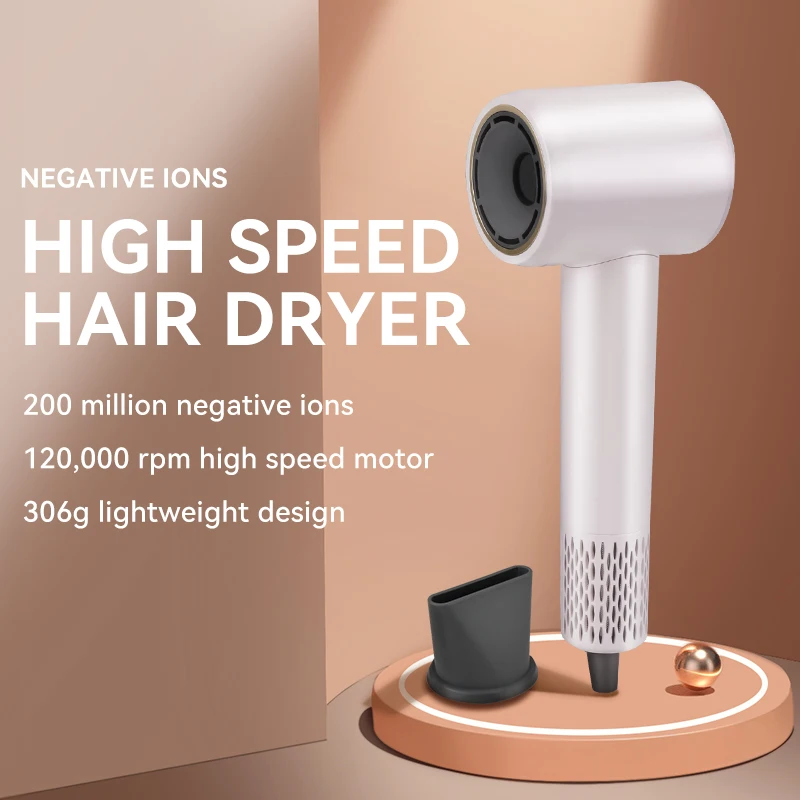 Smart Temperature Control System Silent Noise Reduction High Speed 110000RPM 1600W Hair Dryer With Wind Nose Ionic Function