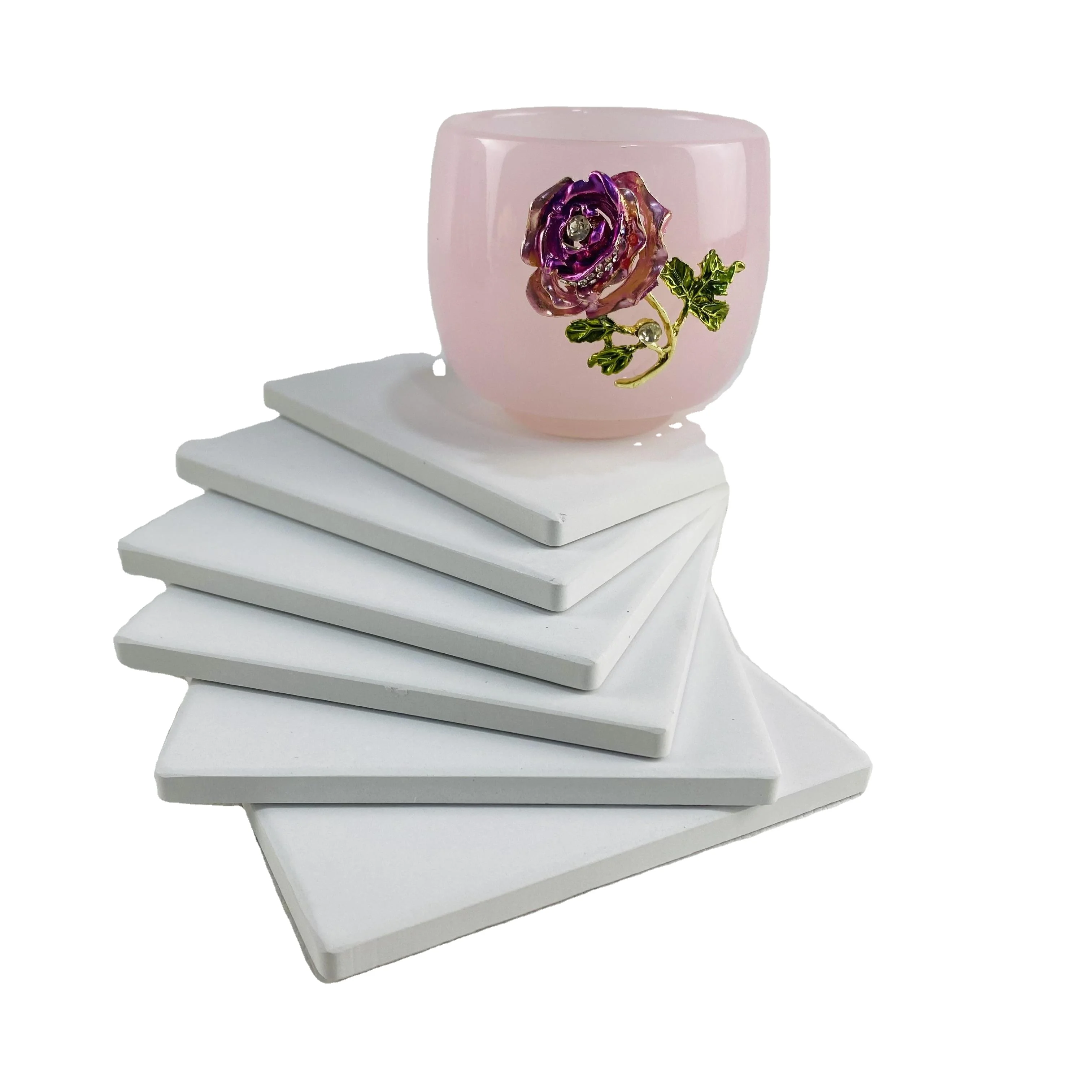 DIY Square Water Absorbent Tea Cup Coasters Set Sublimation Blanks Slate Stone Table Ceramic Coasters For Drink Coffee