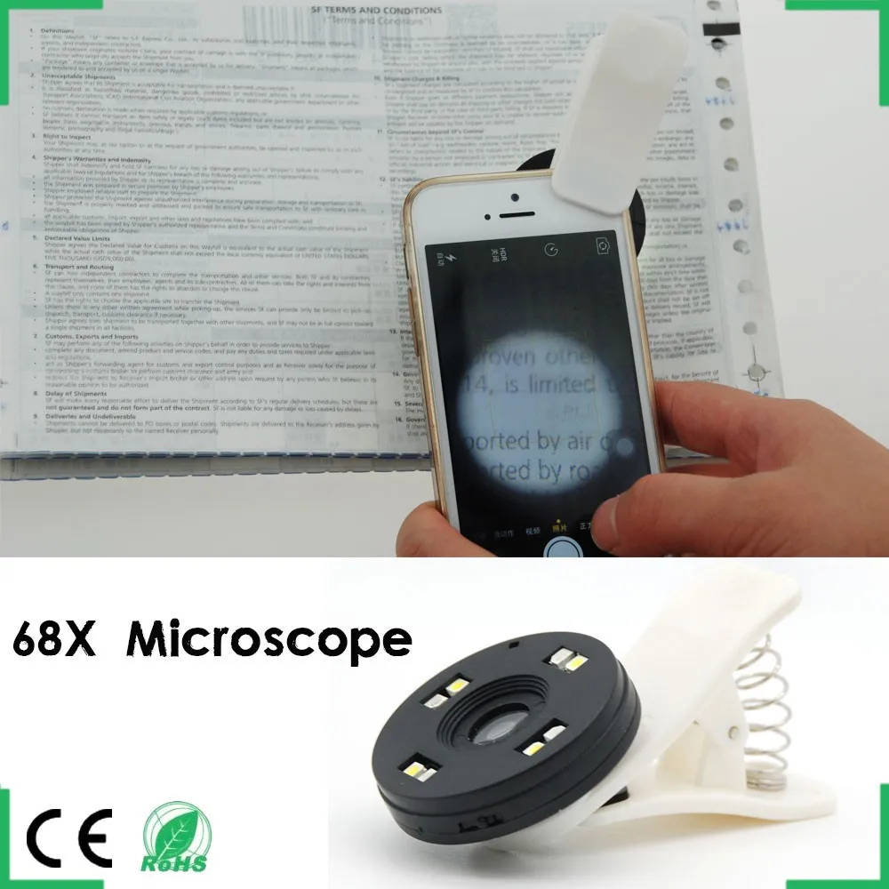 Optical Zoom Phone Lens Tablet Microscope LED Telescope Lens Universal Clip