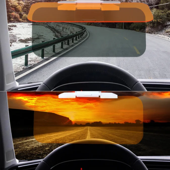 2 in 1 Car Sun Visor HD Anti Sunlight Dazzling Day Night Anti Glare Vision Driving Mirror UV Fold Flip Down Clear View