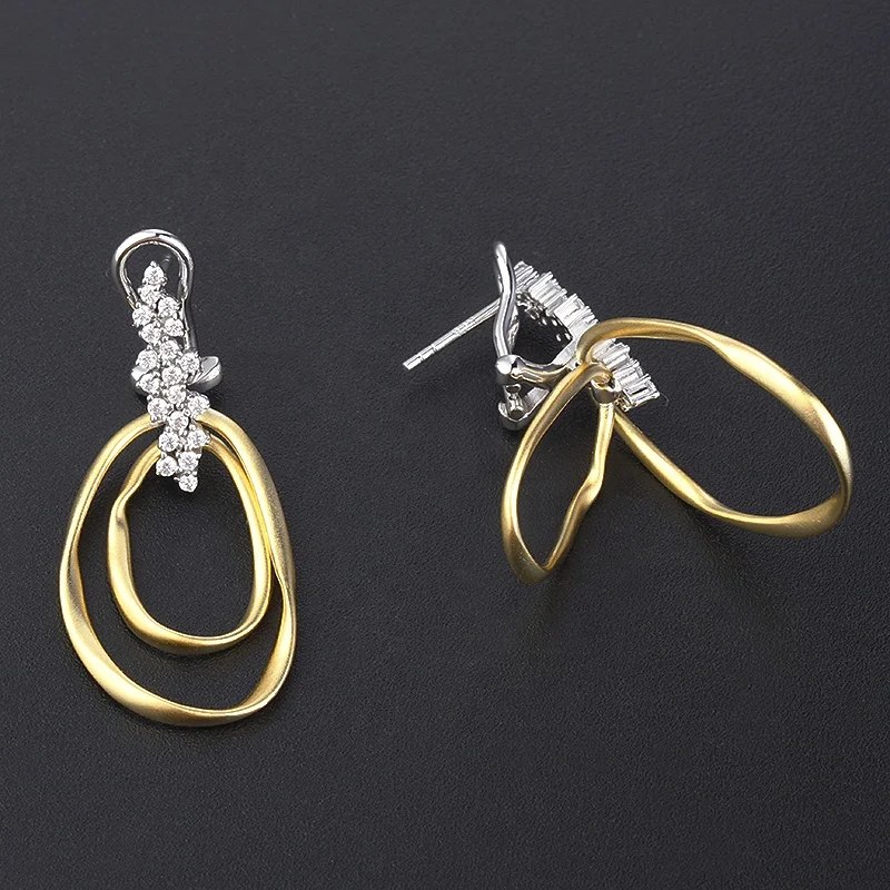 custom trendy jewelry earring s925  cz diamond drop women zircons big 925 sterling silver gold hoop earrings for women 18k gold