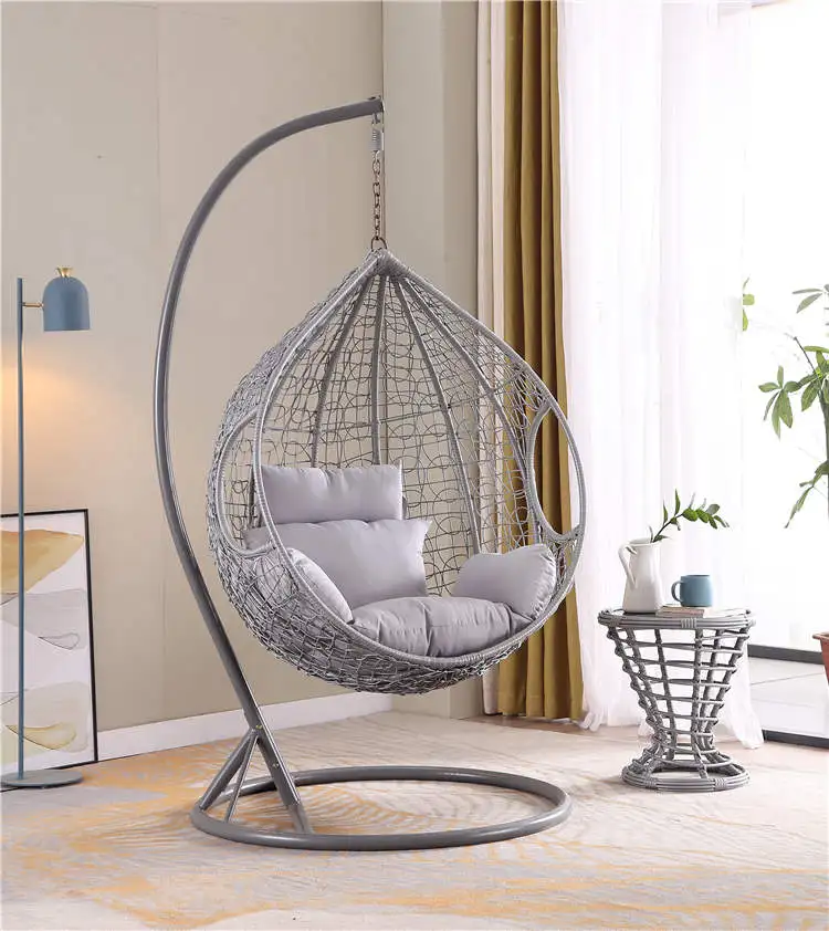 
2021 Fashion Hot Sell Outdoor Hanging chairs Rattan egg chair wicker swing Large Chairs with support table living room 