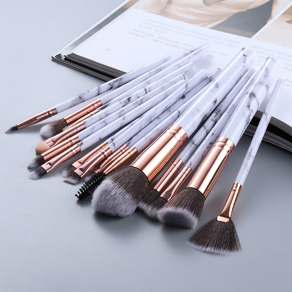 15Pcs Brochas Maquillaje Envio Gratis Maquiagem Marble Series Brush Private Label Professional Makeup Brush Tool Set