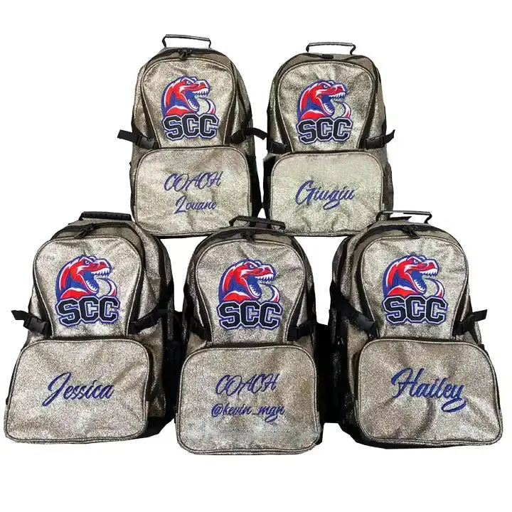 Glitter Embroidered Cheerleader Backpack for School Dance Bag with Cheerleader Motif GYM