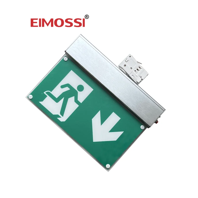 Track mounted AIMOXI EM4060 acrylic board light rechargeable LED emergency exit for door supermarket exit sign