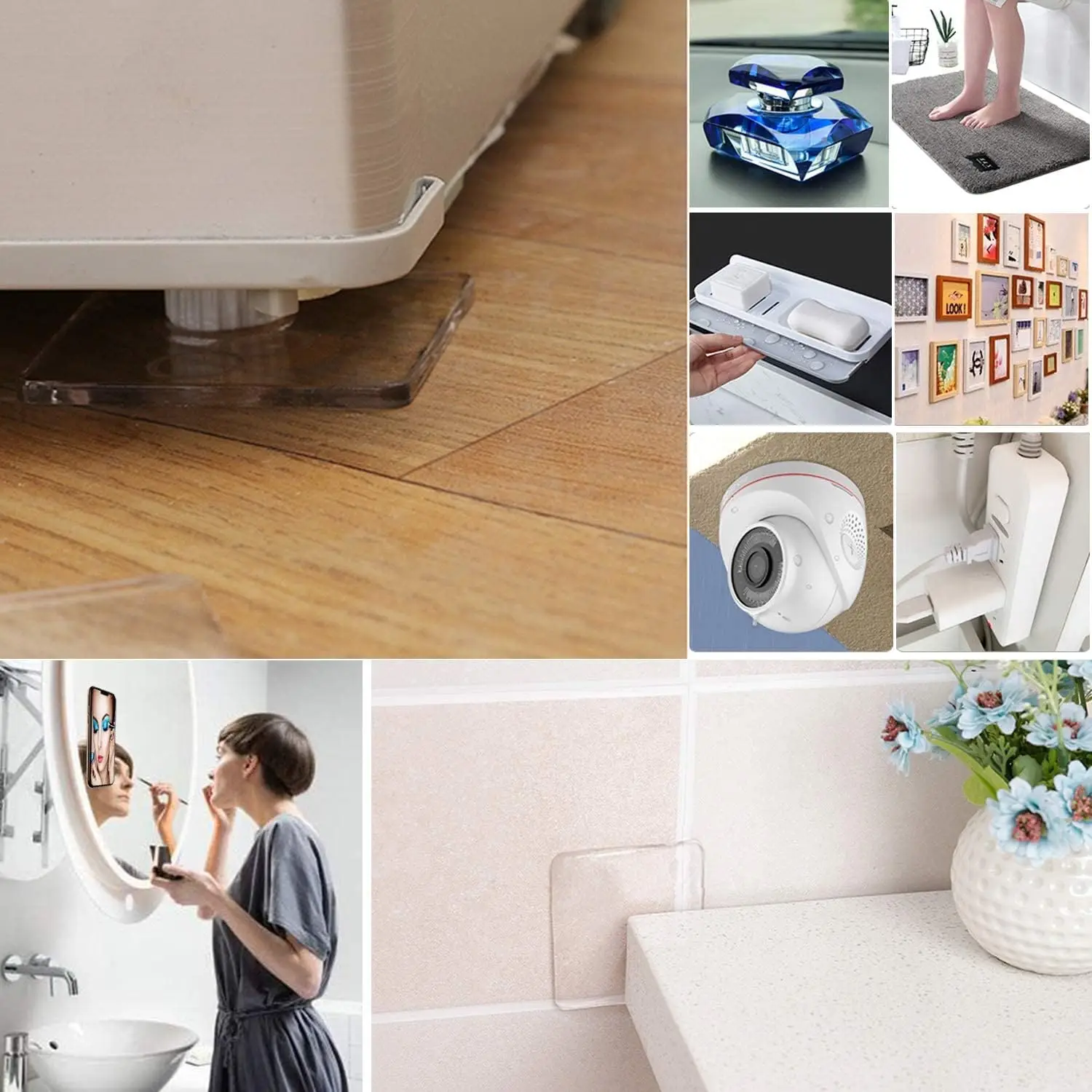 Super Sticky Gel Pads (10 Pack) Traceless Gripping Pad Silicone Transparent Stikk Fixate Gel Pads Phone Holder Washable Reusable