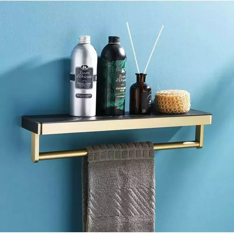 AMAXO Gold Black Marble Countertop Stainless Steel Towel Racks Authentic Quality Rail Towel Bar