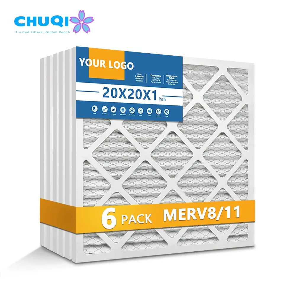 Factory Supply Panel Paper Frame Cardboard Pre Filter Permanent Furnace Air Filter Cardboard Frame 16X25X1 Furnace Filter