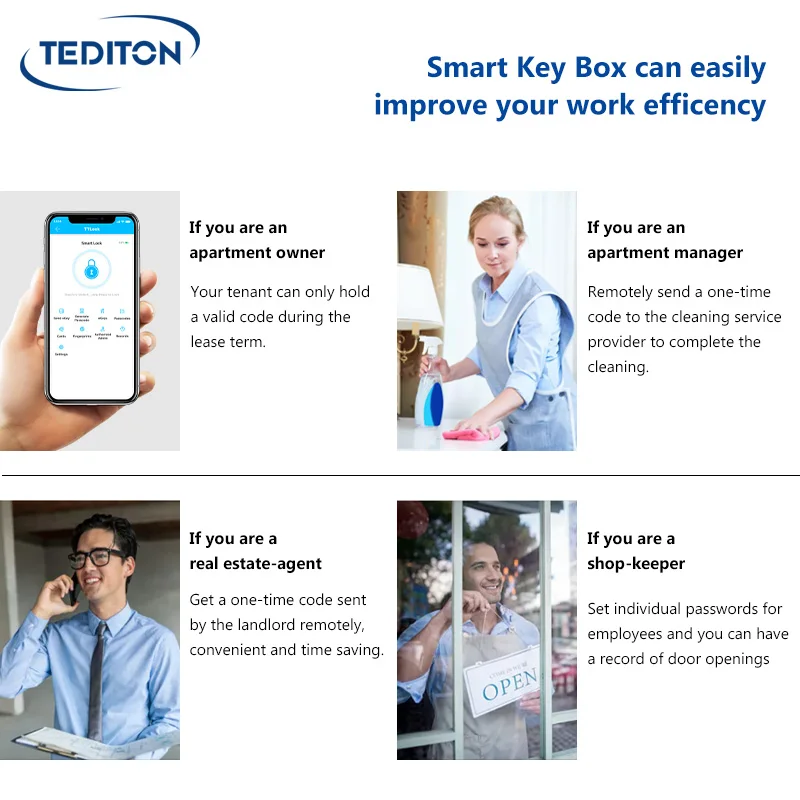Tediton Waterproof Safe Ttlock Code Combination Storage Smart Key Box for House Key Storage