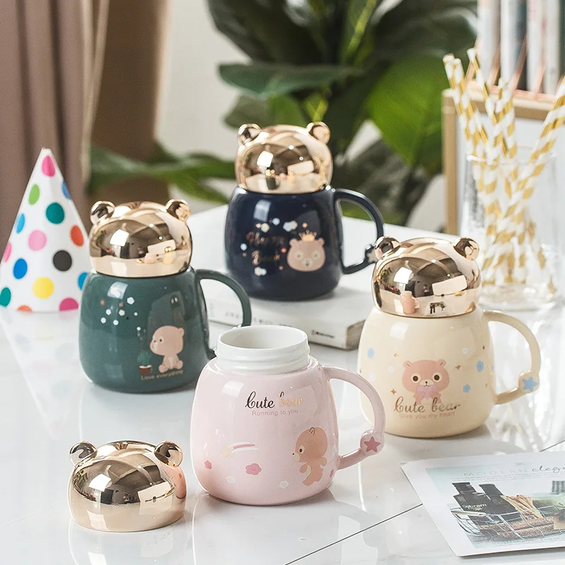 
Красивые Дизайнерские высокие керамические кофейные кружки с крышкой в виде панды 