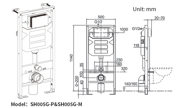 Dual flush concealed cistern hidden in wall hung toilet frame water tank for wall hung toilets with good quality flush system