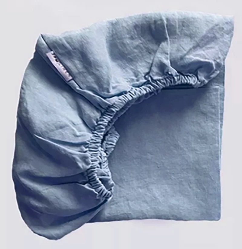 washed 100% Flax 50*54 Eco-friendly dyed Linen Bedding Fitted sheet Bottom sheet