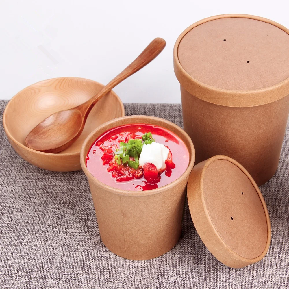 disposable 8 12 16 24 32 oz paper packaging cup bowl noodle bowl with lid ,to go cups paper soup containers with lids