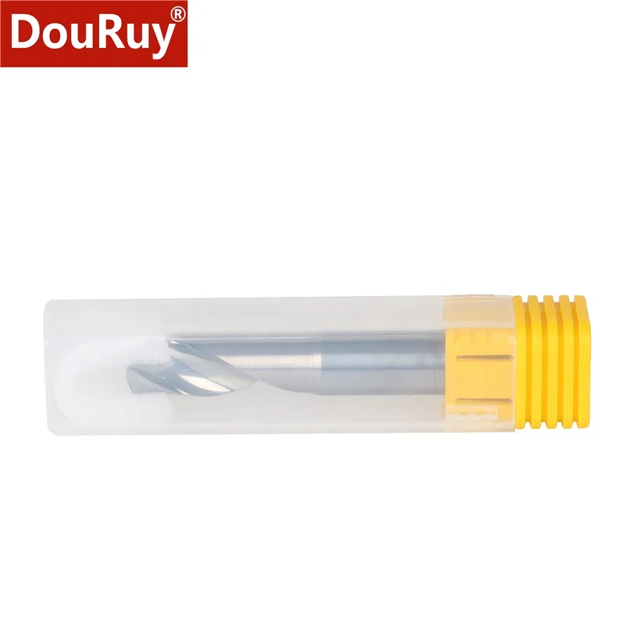 DouRuy 3.175/4/5/6mm  Factory supplier 1 Flute Tungsten carbide end mill for aluminum metal milling cutter bits