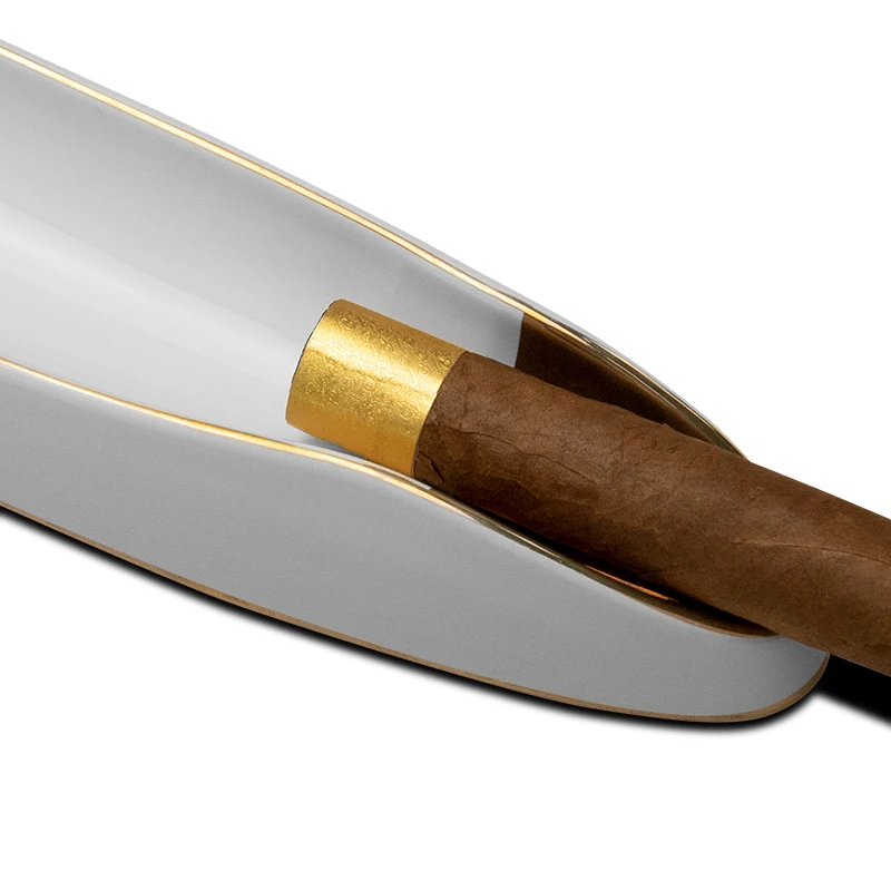 Factory directly OEM/ODM Long leaf Shape White Porcelain Ash tray Cigar Dishes