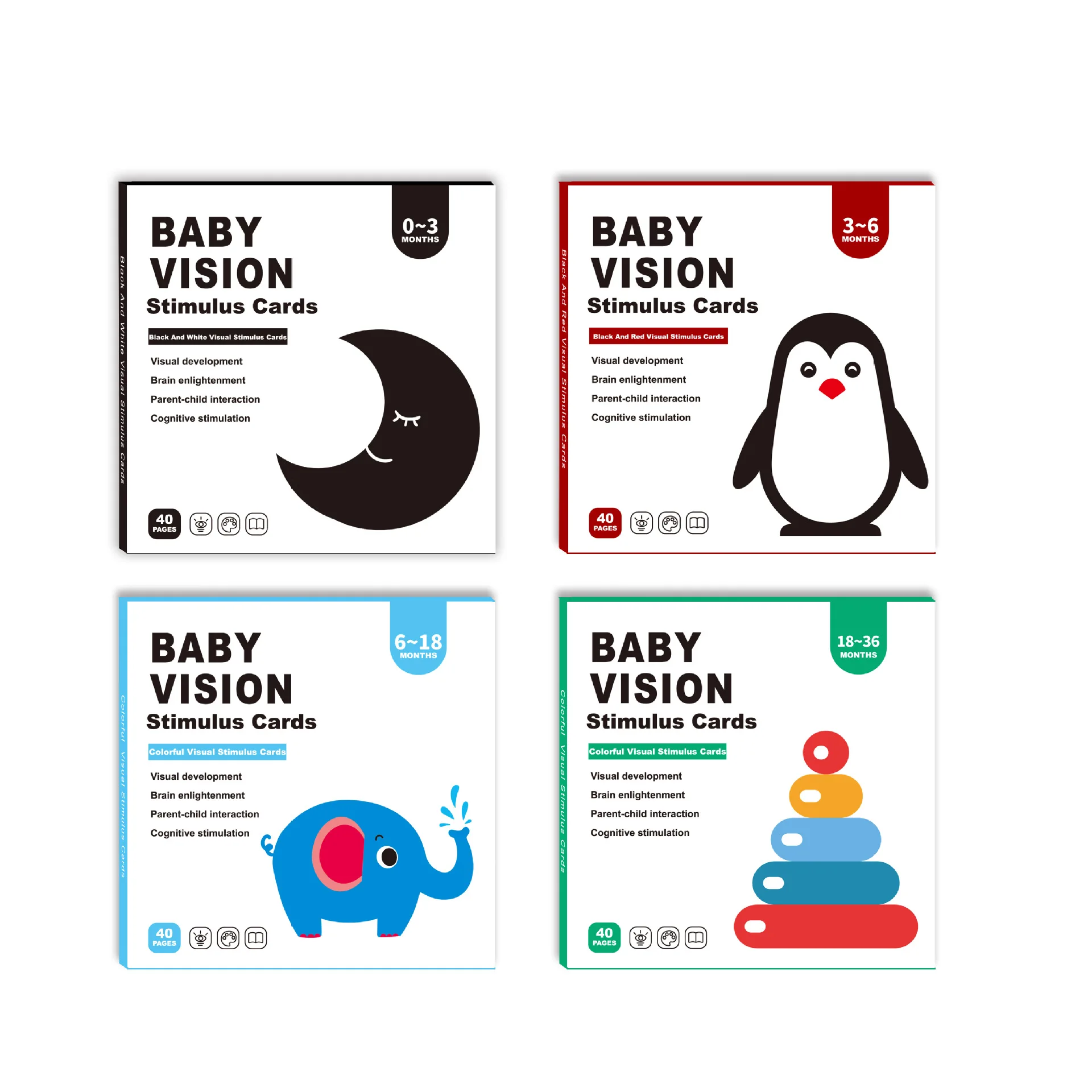 Hot Sale Black and White Cognitive Vision Playing Cards Early Educational Toy for Babies Made of Paper