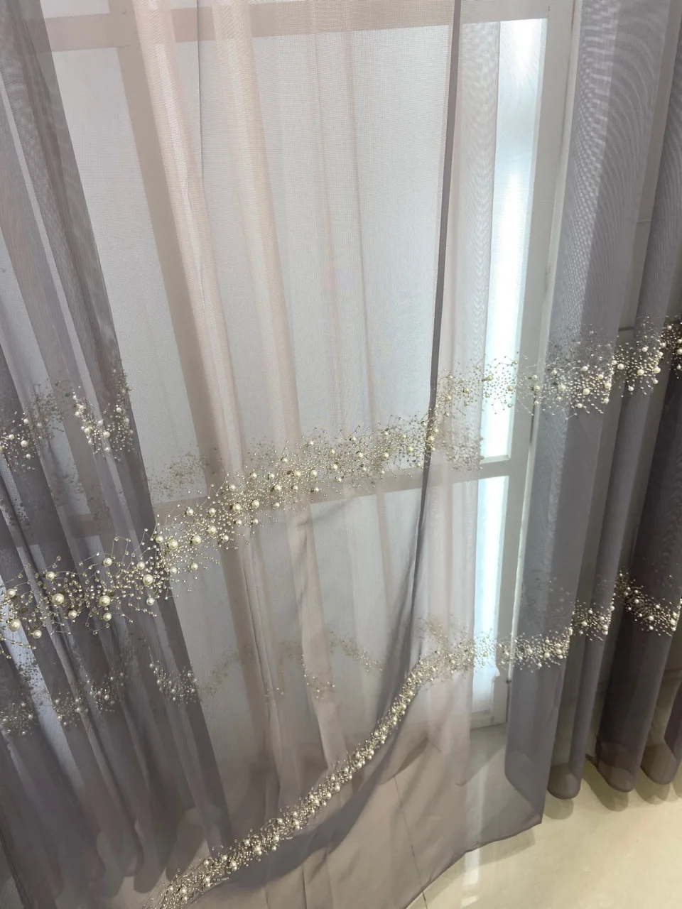 Sunny Textile Pearl Gauze Curtain For Bedroom Curtains For The Living Room Luxury Embroidery Sheer Curtains